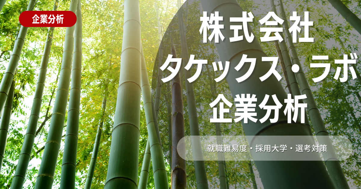 【企業分析】株式会社タケックスラボの就職難易度・採用大学・選考対策を徹底解説