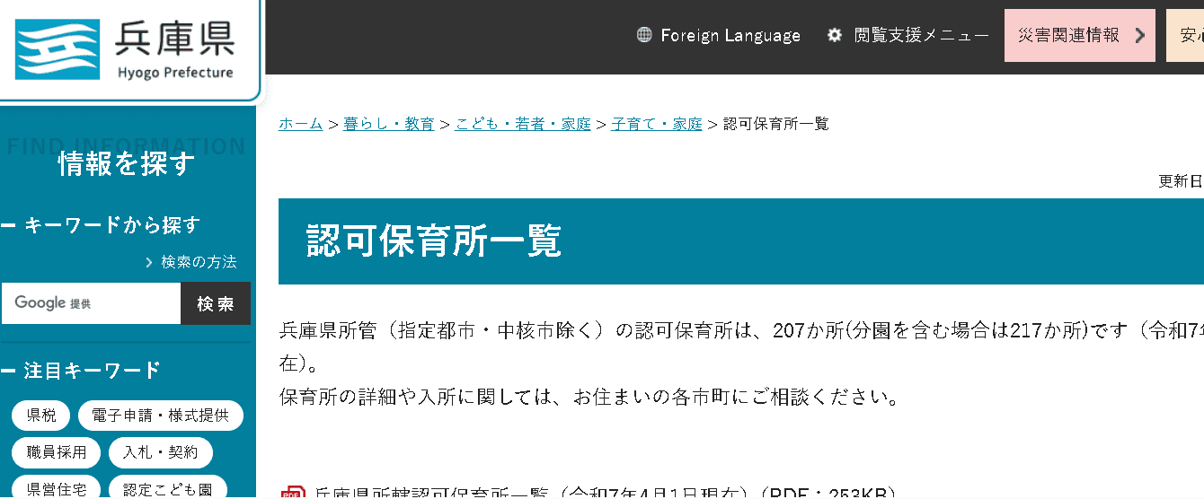 兵庫県内の幼稚園・保育園